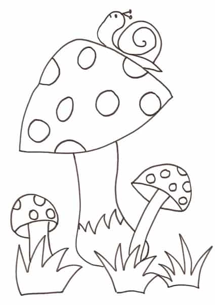 Funghi con lumaca da colorare cose per crescere for Fungo da colorare per bambini