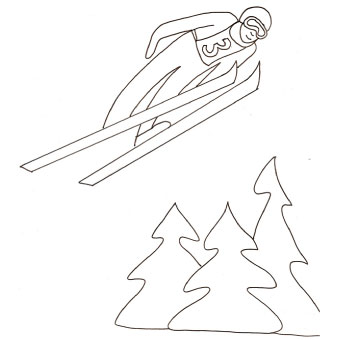 Disegno di salto con gli sci da colorare