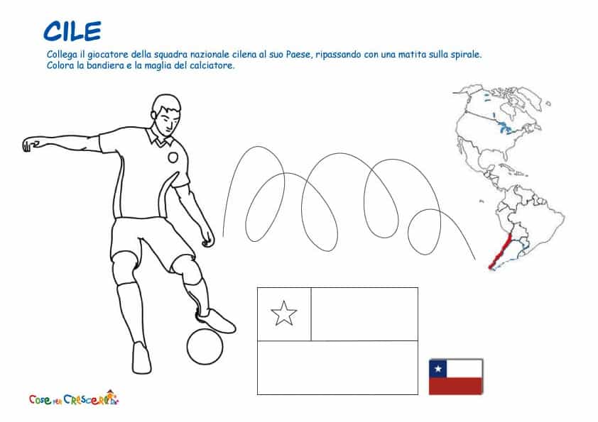 Disegno da colorare sulla squadra del cile ai mondiali