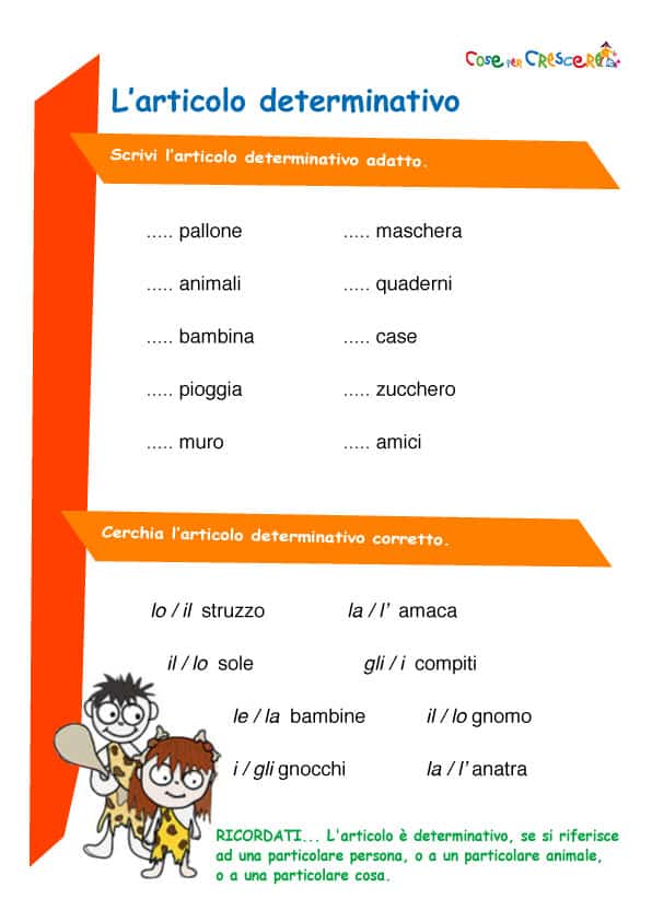 Articolo Determinativo Esercizio Cose Per Crescere