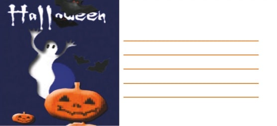 Biglietto Halloween con fantasma e zucca
