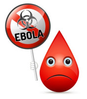 The sad drop of blood with yellow Ebola virus, biohazard warning sign - isolated vector