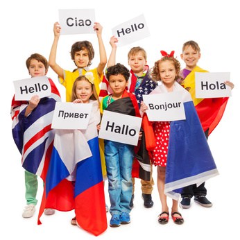 Kids greeting each other in different languages