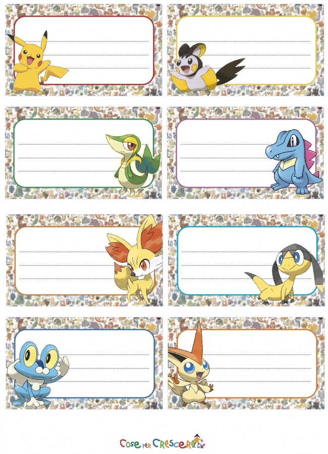 Etichette Pokémon da stampare