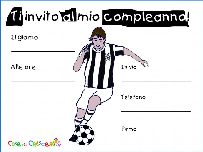 Biglietto Invito Compleanno Con Calciatore Della Juventus