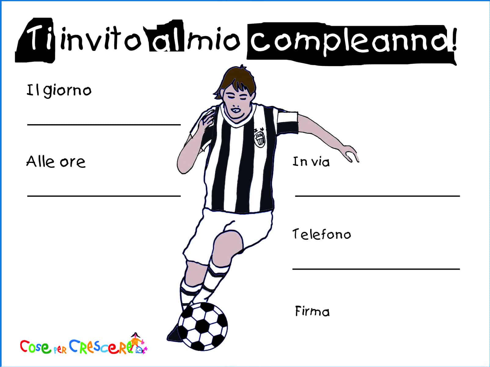 Biglietto Invito Compleanno Con Calciatore Della Juventus