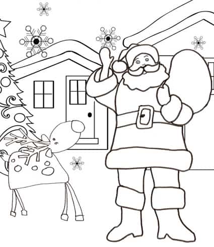 Disegni Di Natale Con Babbo Natale.Disegno Di Babbo Natale Davanti Alla Sua Casa Cose Per Crescere