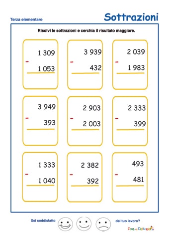 Sottrazioni Entro Il 4 000 Cose Per Crescere