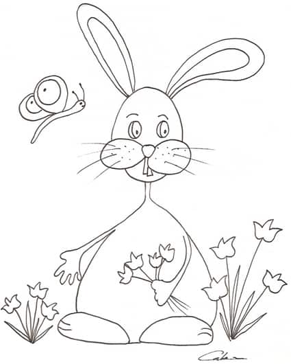 Disegno Di Un Coniglio Con Tulipani Cose Per Crescere