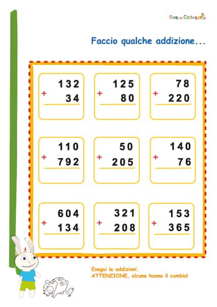 Addizioni Classe Terza Elementare Esercizi E Schede Bambini Scuola Primaria