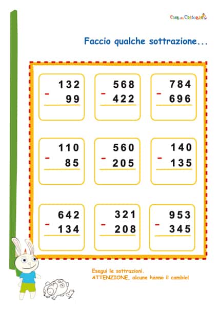 Sottrazioni In Colonna A 3 Cifre Cose Per Crescere