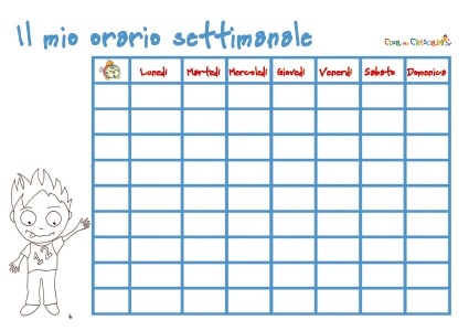 Orario Settimanale Per Maschietti Da Stampare Cose Per Crescere