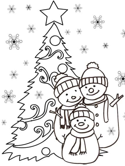 Disegni Di Natale Da Colorare Pupazzo Di Neve.Albero Con Pupazzi Di Neve Da Colorare Cose Per Crescere