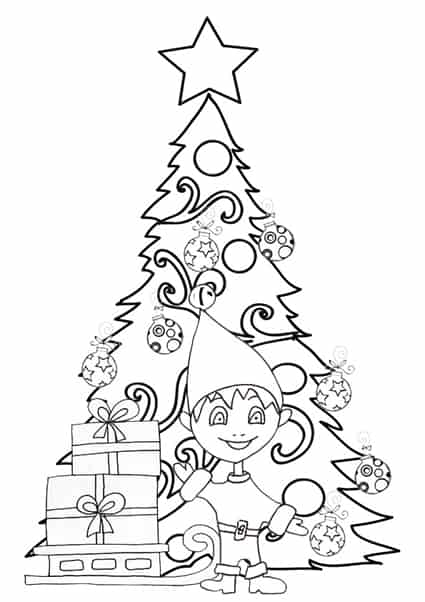 Disegni Da Colorare Alberi Di Natale Per Bambini.Albero Di Natale Con Folletto Da Colorare Cose Per Crescere