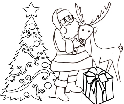 Disegni Da Colorare Renne Di Babbo Natale.Babbo Natale Con La Sua Fedele Renna Da Colorare Cose Per Crescere