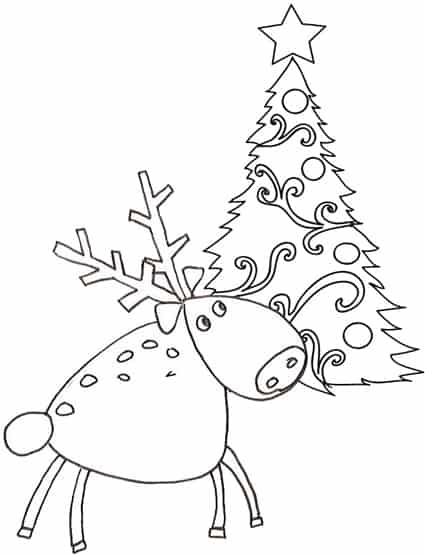 Disegni Di Renne Di Natale.Renna E Albero Di Natale Da Colorare Cose Per Crescere