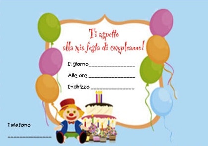 Inviti di compleanno per bambini