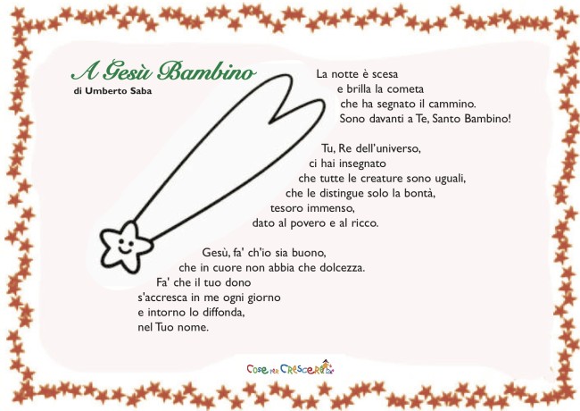 Poesia Di Natale Umberto Saba.A Gesu Bambino Cose Per Crescere