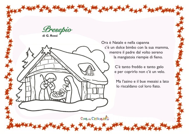 Poesie Di Natale Per Bambini Da Stampare.Presepeio Poesia Di Natale Di G Rossi