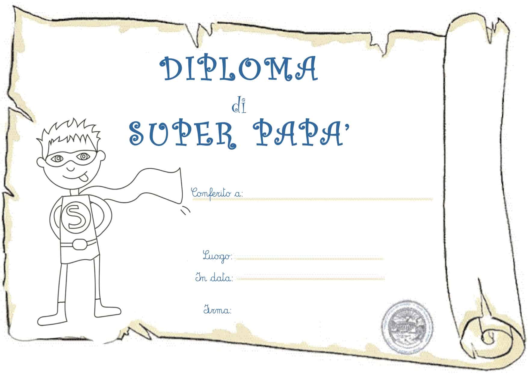 Diploma Di Super Papa Cose Per Crescere