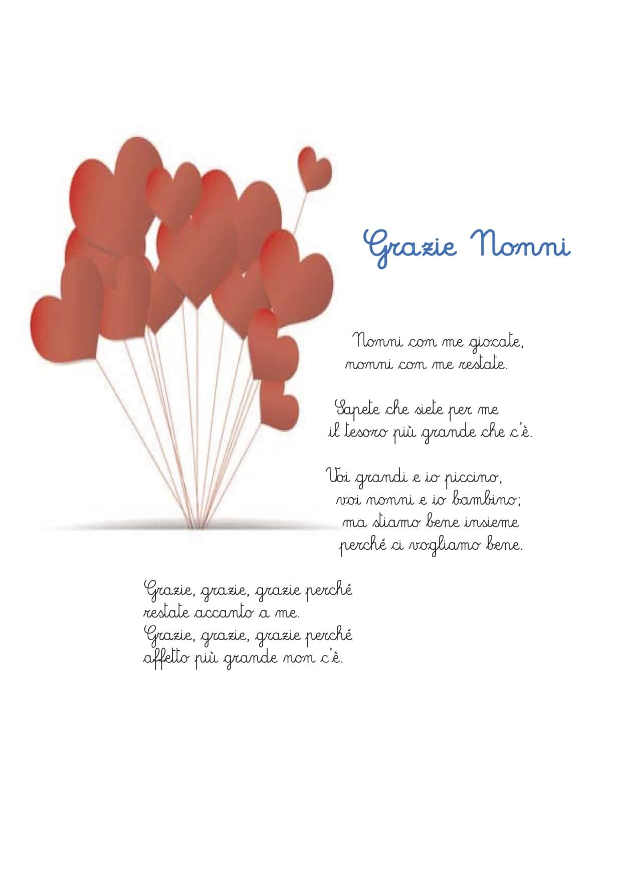 Grazie nonni poesia da stampare per la classe prima