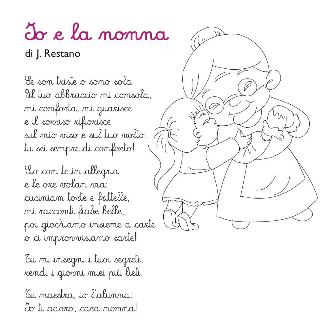 Io e la nonna poesia da stampare per la classe prima