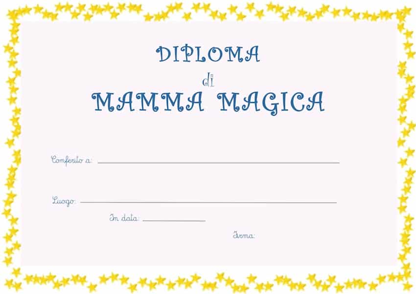 Diploma per la festa della mamma