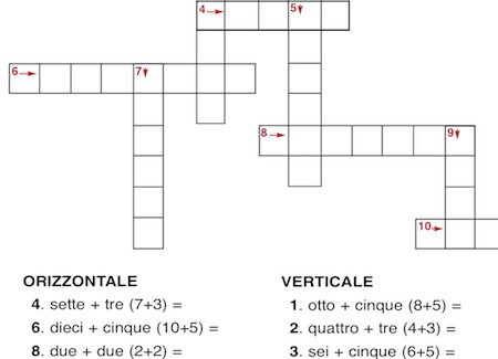 Cruciverba Delle Addizioni Cose Per Crescere