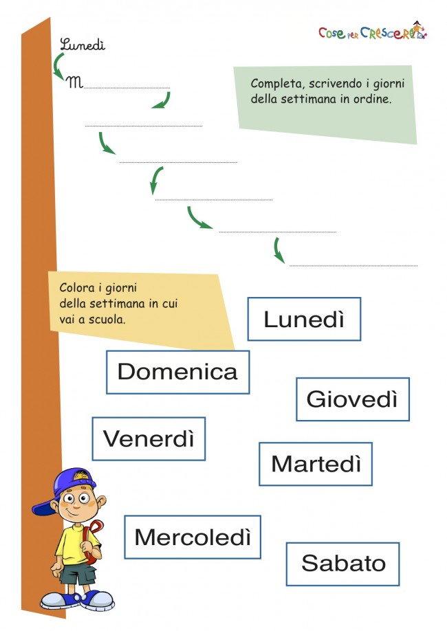 Giorni Della Settimana Storia Classe Prima