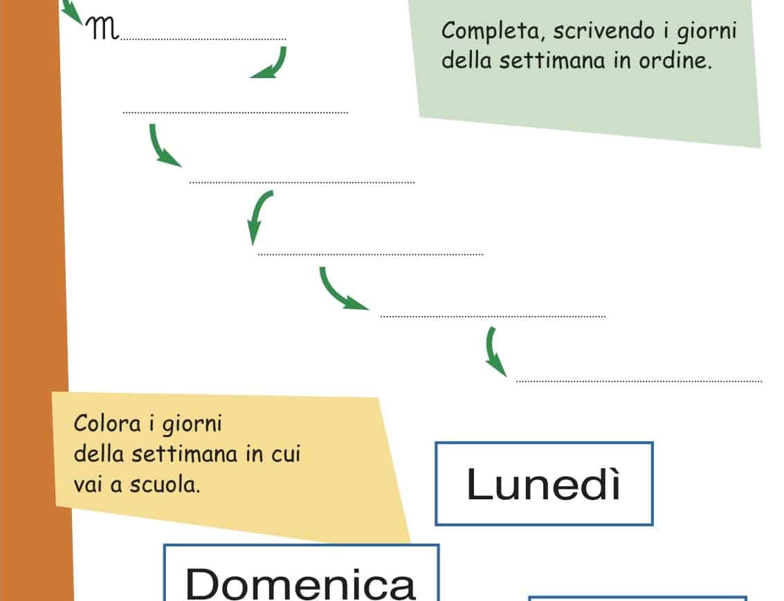 Giorni Della Settimana Storia Classe Prima