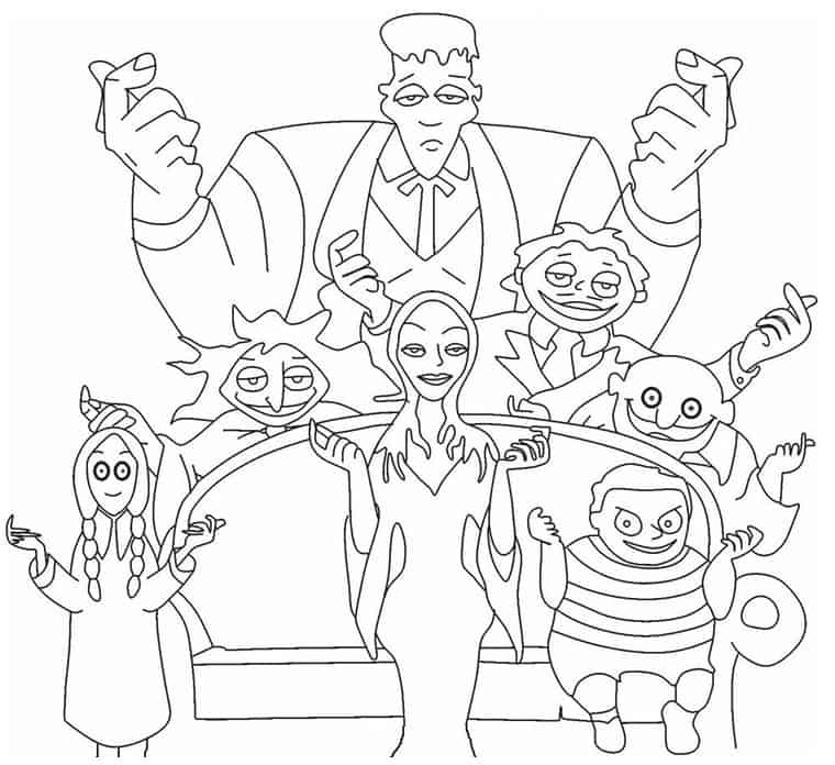 Famiglia Addams da colorare