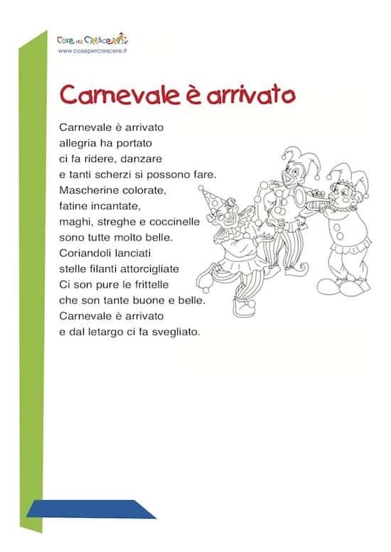 Poesia di Carnevale per bambini