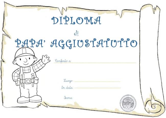 Diploma per papà aggiustatutto