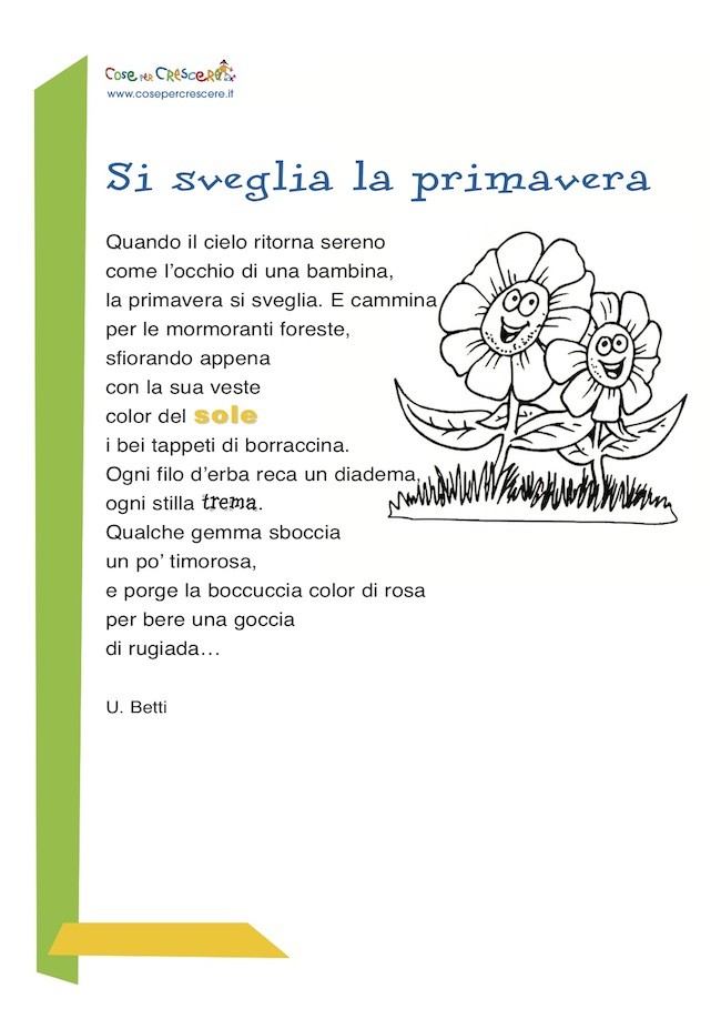 Si Sveglia La Primavera Poesia Sulla Primavera Per Bambini