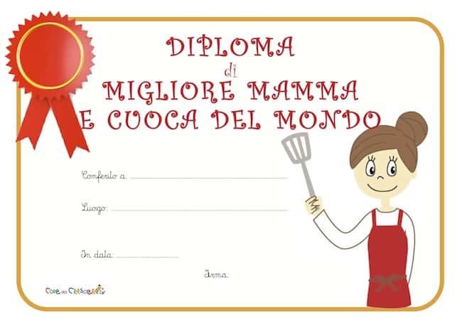 Diploma di migliore mamma e cuoca