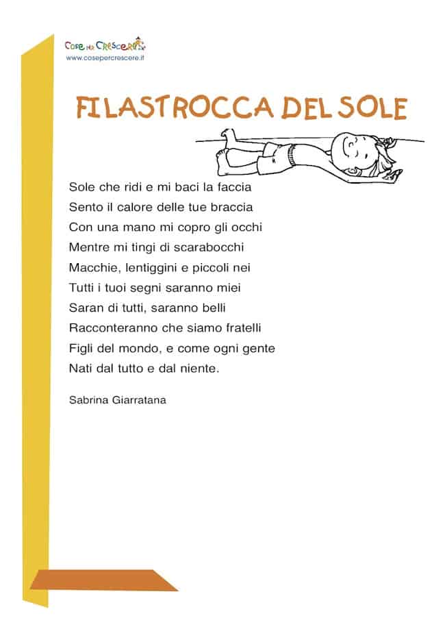Filastrocca del sole Cose per crescere
