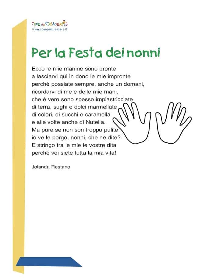 Per la Festa dei nonni poesia da stampare per la classe seconda