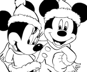 Disegno Di Minnie E Topolino In Inverno E Natale Da Stampare Gratis E Colorare