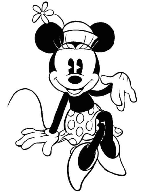 Disegni Di Natale Walt Disney Da Colorare.Disegno Di Minnie Mouse Prima Versione Da Stampare Gratis E Colorare