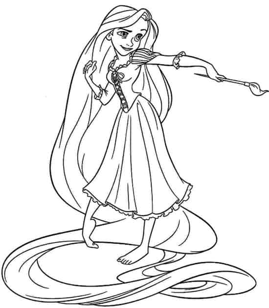 Principessa Rapunzel Che Dipinge Da Colorare Disegno Da