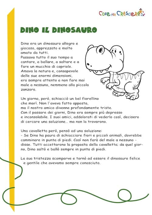 Dino Il Dinosauro Storia Per Bambini Breve Da Stampare Gratis