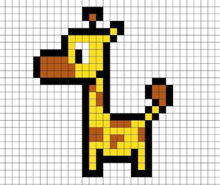 Disegni A Quadretti Di Natale.Disegno Di Giraffa In Pixel Art Per Bambini Da Stampare Gratis