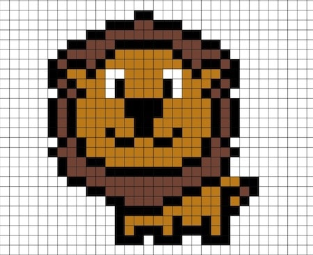 Disegno Di Leone In Pixel Art Da Stampare Gratis Per Bambini