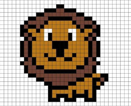 Leoni Da Disegnare Facili In Pixel Art Da Stampare E Colorare