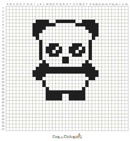 Disegni Di Natale Sui Quadretti.Disegno Di Panda In Pixel Art Per Bambini Da Stampare Gratis