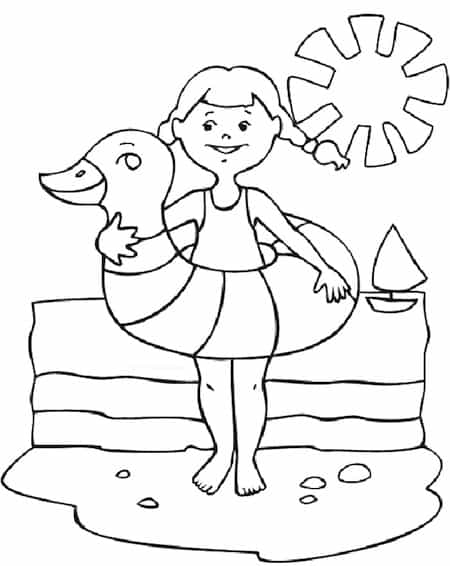 Disegno Di Bambina Al Mare Da Stampare Gratis E Da Colorare