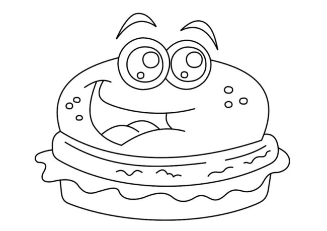 Disegni Di Natale Kawaii Da Colorare.Disegno Di Hamburger Kawaii Da Stampare Gratis E Colorare Per Bambini