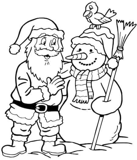 Disegno Di Babbo Natale E Pupazzo Di Neve Da Stampare Gratis