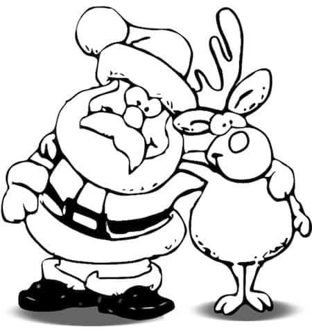 Disegni Di Renne E Babbo Natale.Disegno Di Babbo Natale E La Renna Da Stampare Gratis E Colorare