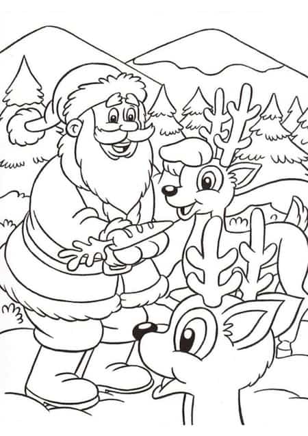 Disegni Di Renne E Babbo Natale.Disegno Di Babbo Natale E Le Renne Da Stampare Gratis E Colorare